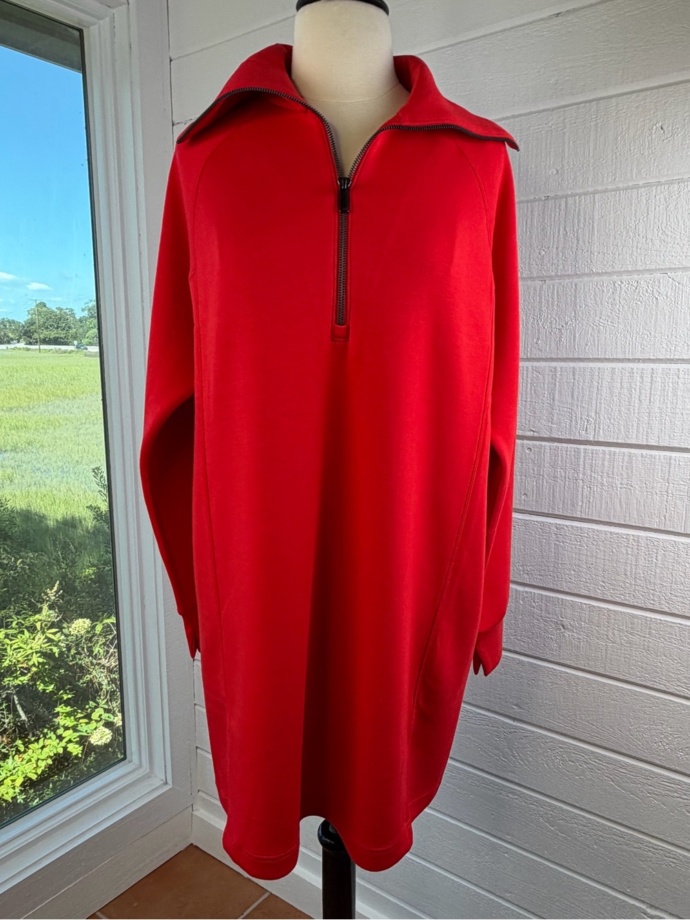 SPANX AirEssentials Half Zip Dress Large Red NWT long sleeve - Picture 14 of 16